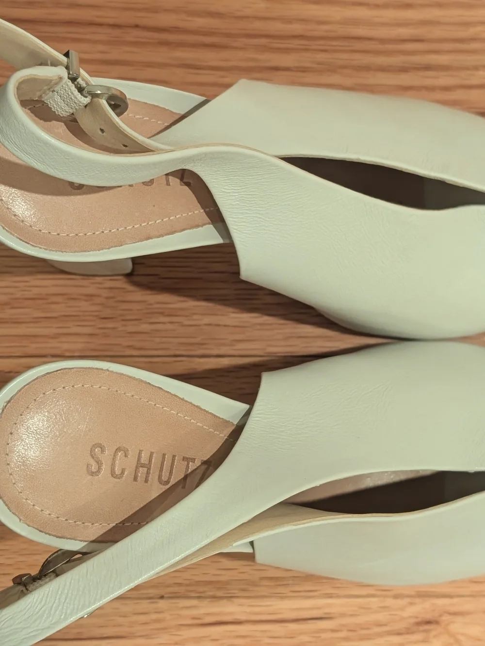 Schutz Women's Soft White Slingback Peep-Toe Heels
